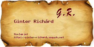 Ginter Richárd névjegykártya